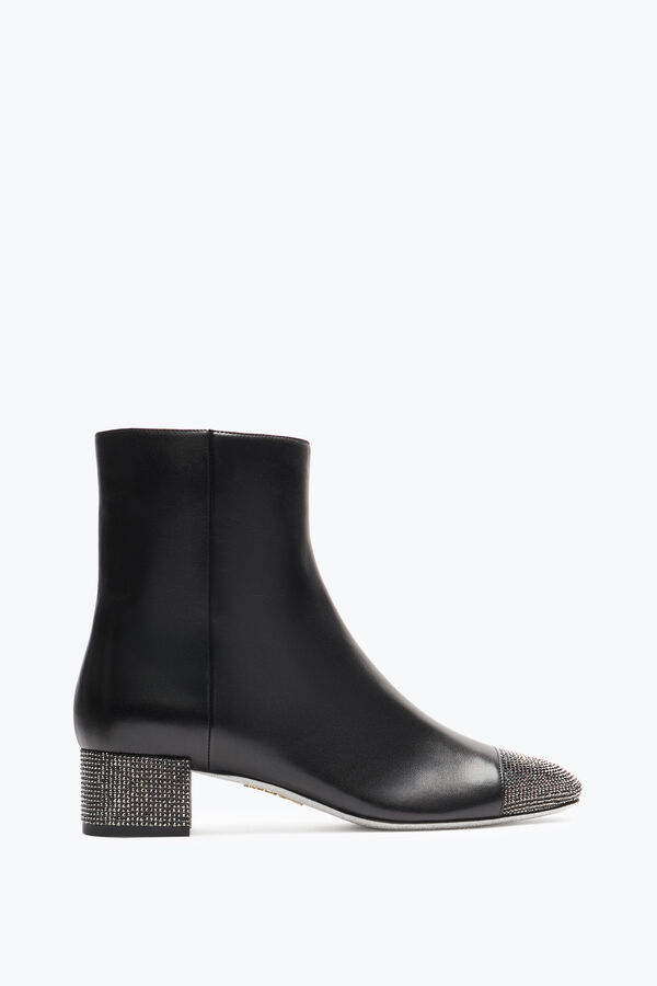 jeweled bonnie ankle boot in black leather 40 rene caovilla