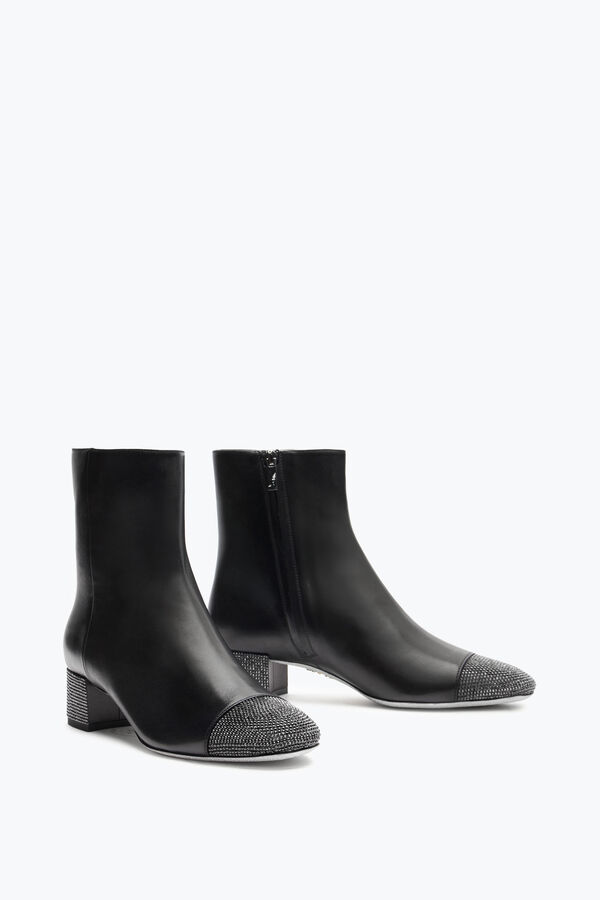 jeweled bonnie ankle boot in black leather 40 rene caovilla