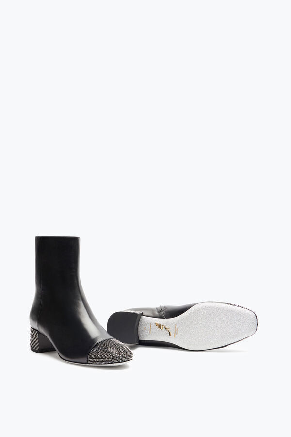 jeweled bonnie ankle boot in black leather 40 rene caovilla