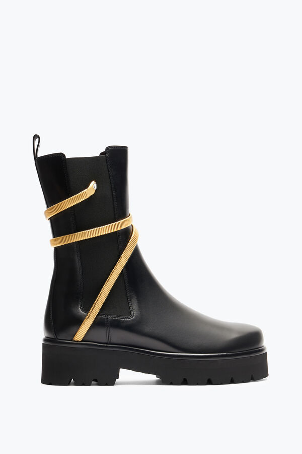 jeweled juniper black and gold biker boot 45 rene caovilla