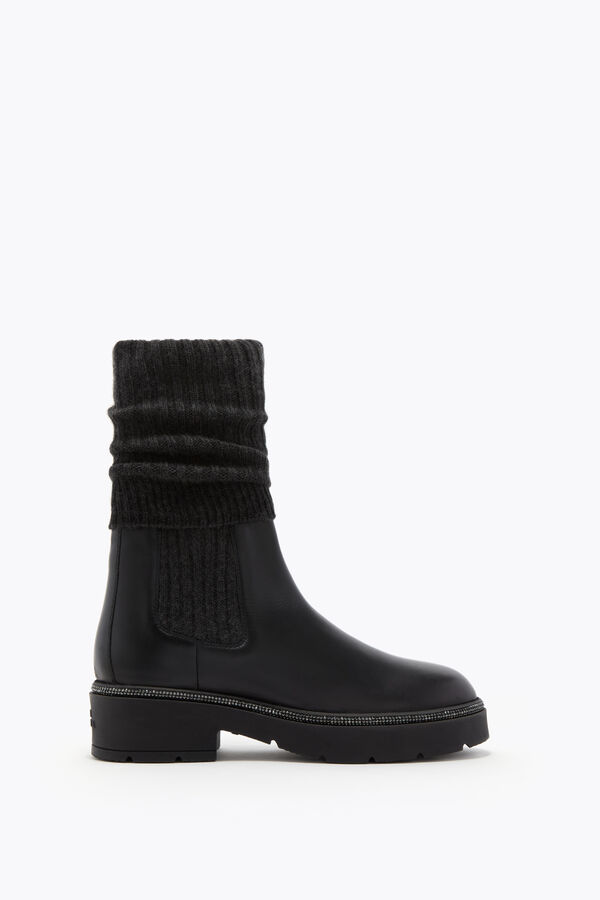 jeweled bika leather and cashmere black ankle boot with crystals 50 rene caovilla