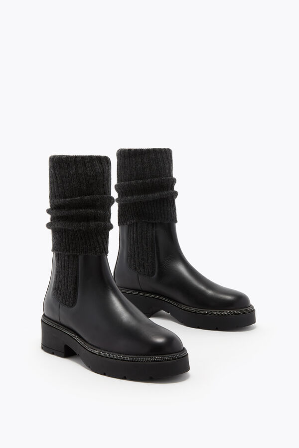 jeweled bika leather and cashmere black ankle boot with crystals 50 rene caovilla