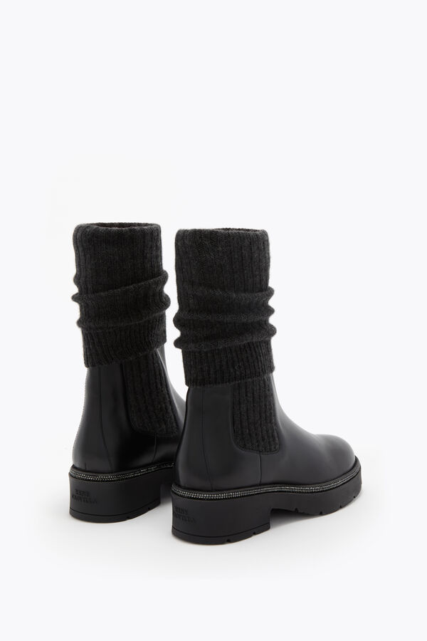 jeweled bika leather and cashmere black ankle boot with crystals 50 rene caovilla