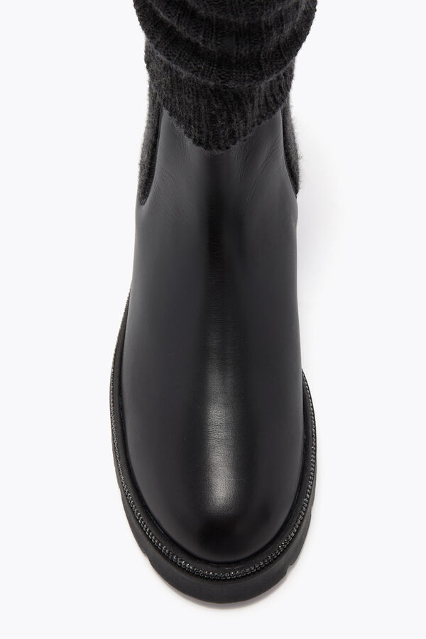 jeweled bika leather and cashmere black ankle boot with crystals 50 rene caovilla