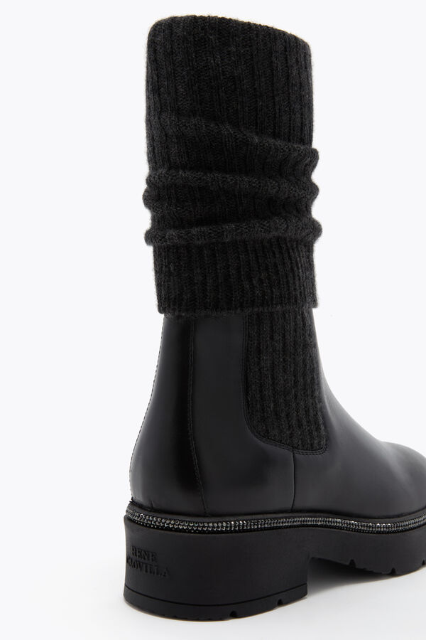 jeweled bika leather and cashmere black ankle boot with crystals 50 rene caovilla