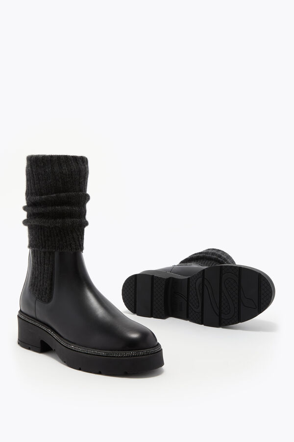 jeweled bika leather and cashmere black ankle boot with crystals 50 rene caovilla