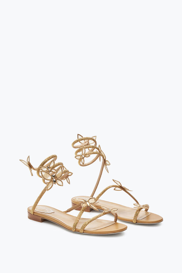 jeweled butterflower crystal gold sandal 10 rene caovilla