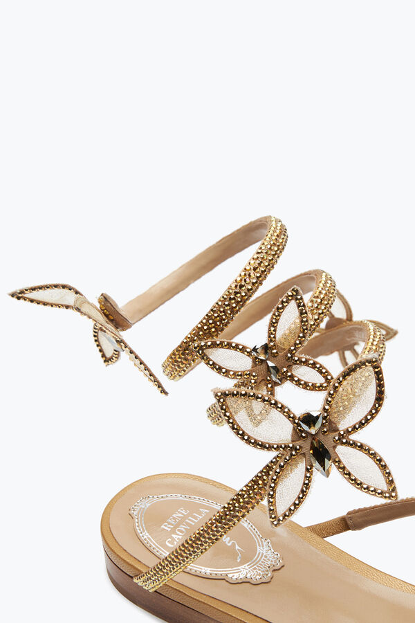 jeweled butterflower crystal gold sandal 10 rene caovilla
