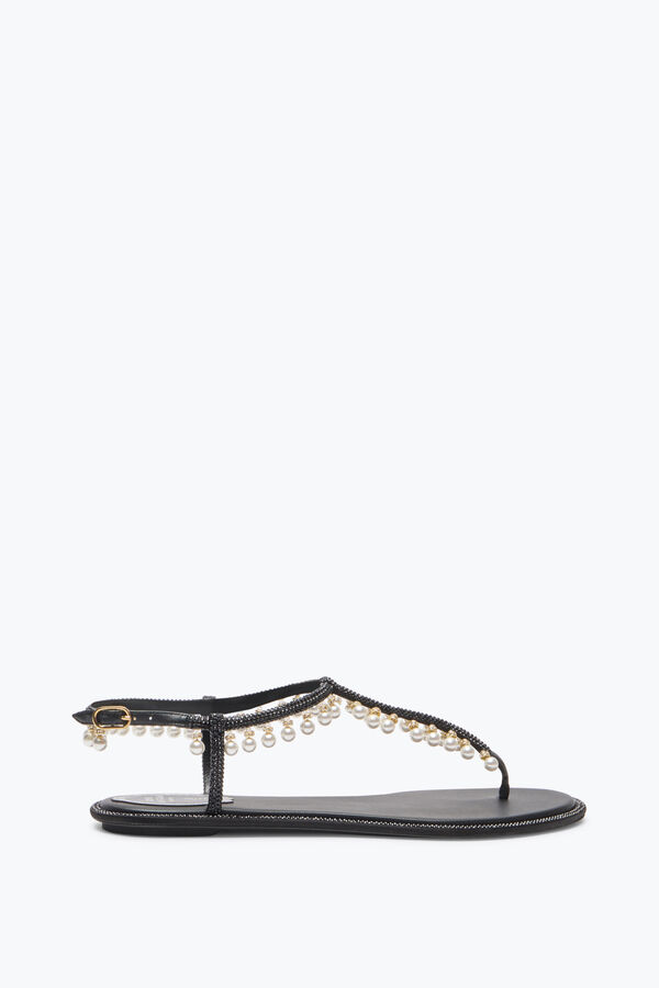 jeweled diana black sandal with pearls 10 rene caovilla