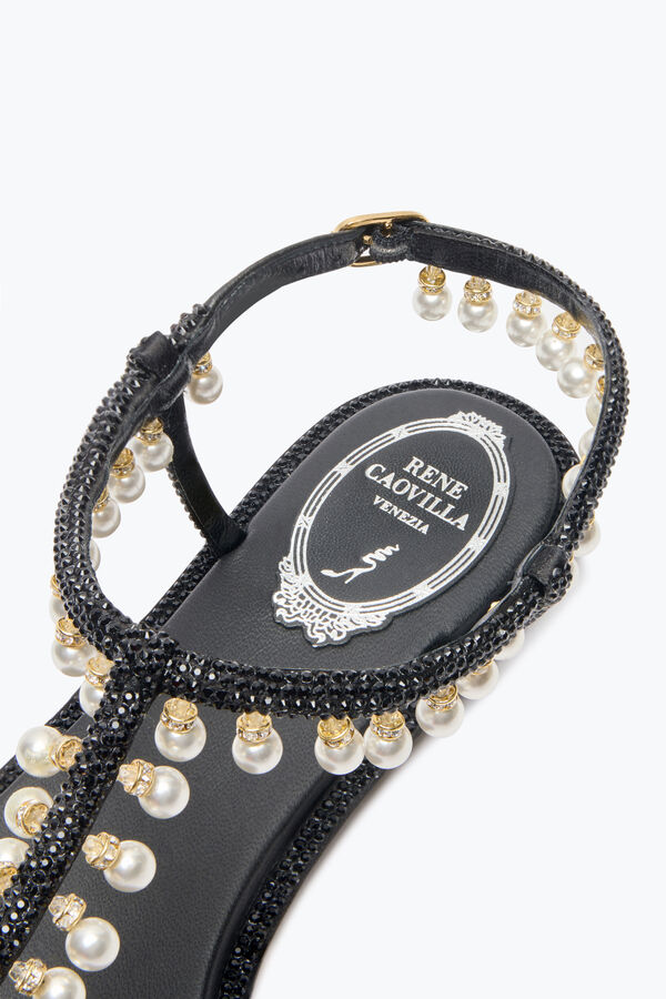 jeweled diana black sandal with pearls 10 rene caovilla