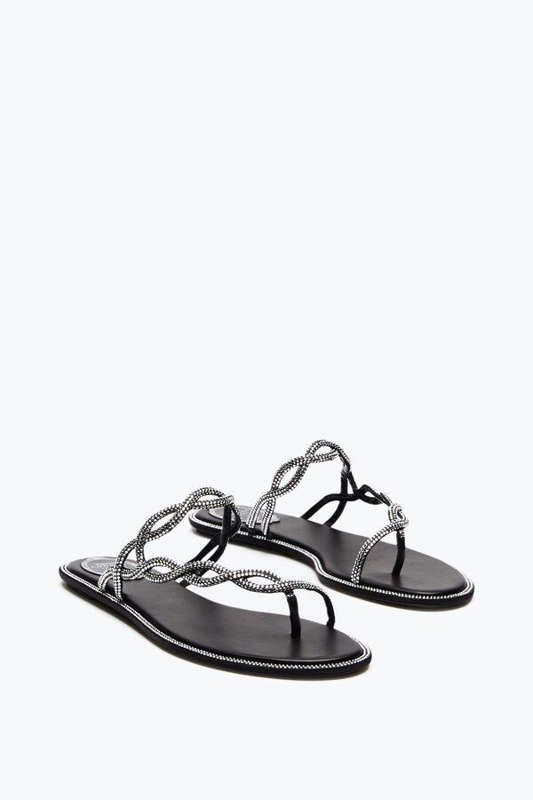 jeweled braid black flat sandal 10 rene caovilla