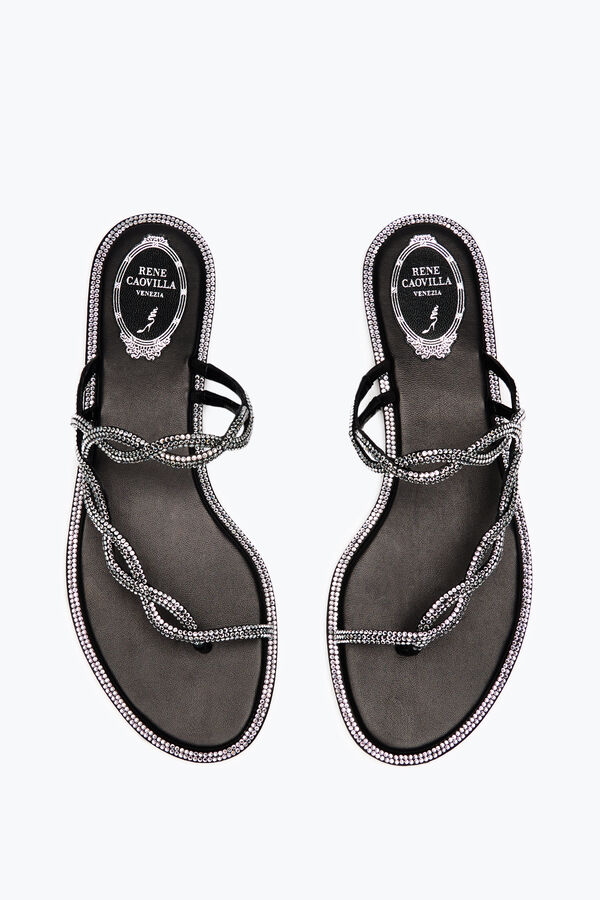 jeweled braid black flat sandal 10 rene caovilla