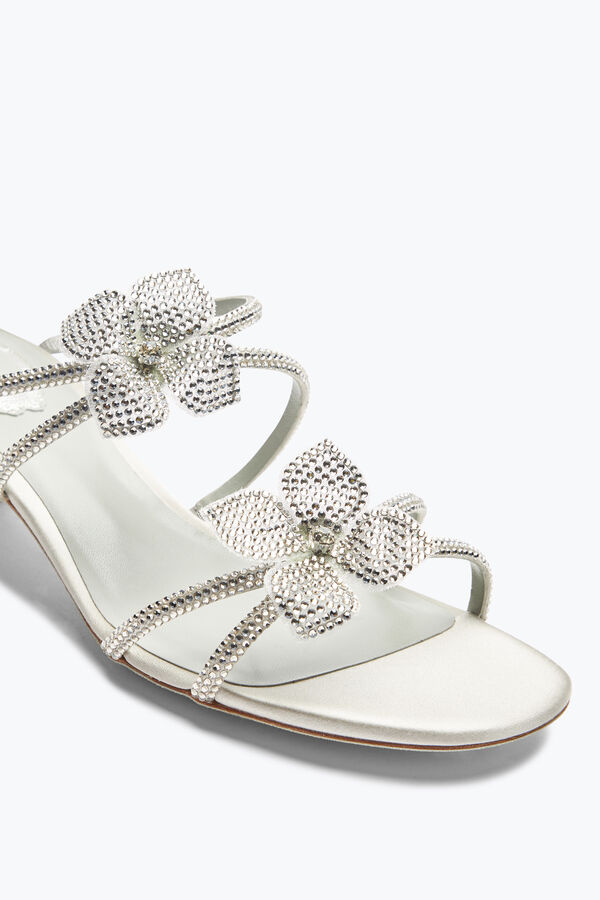 jeweled floriane silver mule with flowers 40 rene caovilla