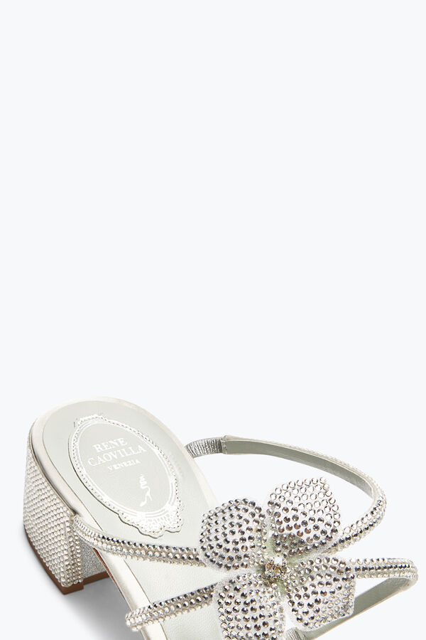 jeweled floriane silver mule with flowers 40 rene caovilla