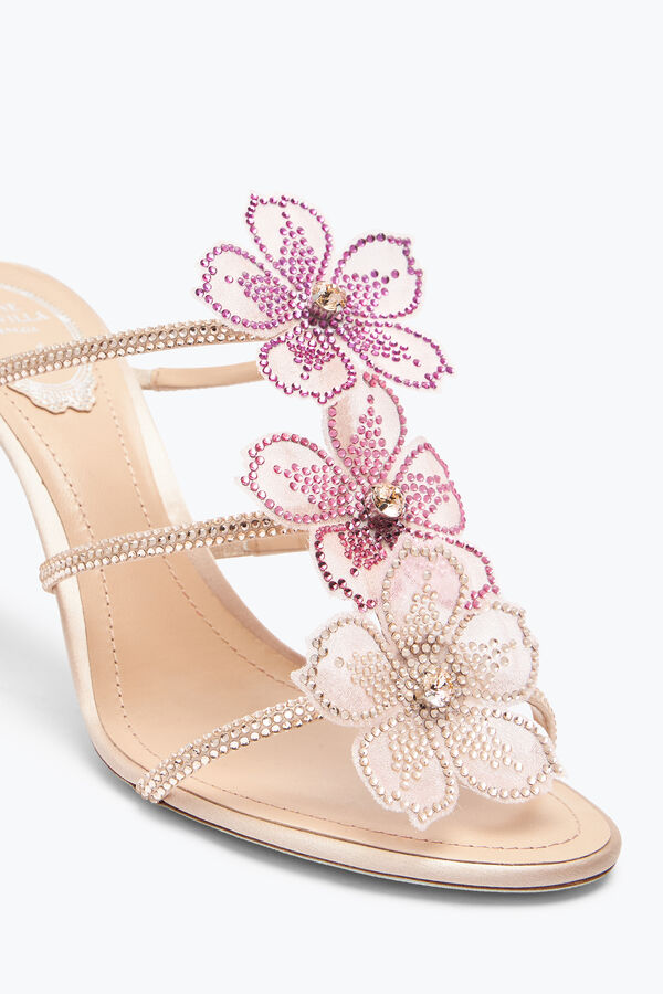 jeweled peach flower pink mule 80 rene caovilla