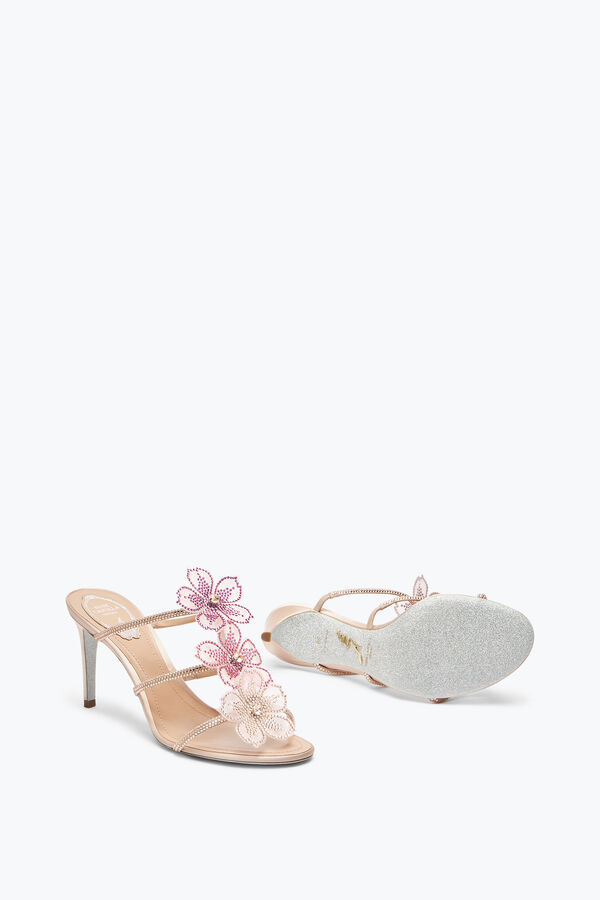 jeweled peach flower pink mule 80 rene caovilla