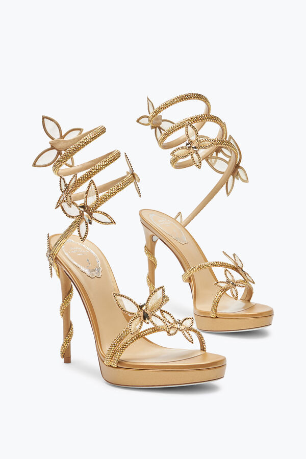 jeweled margot gold platform sandal with butterflies 120 rene caovilla