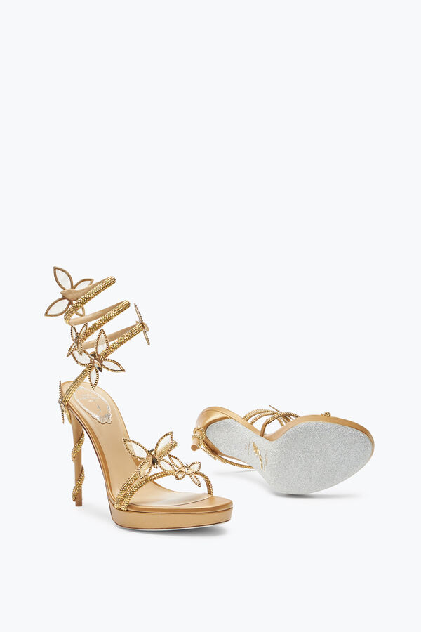 jeweled margot gold platform sandal with butterflies 120 rene caovilla