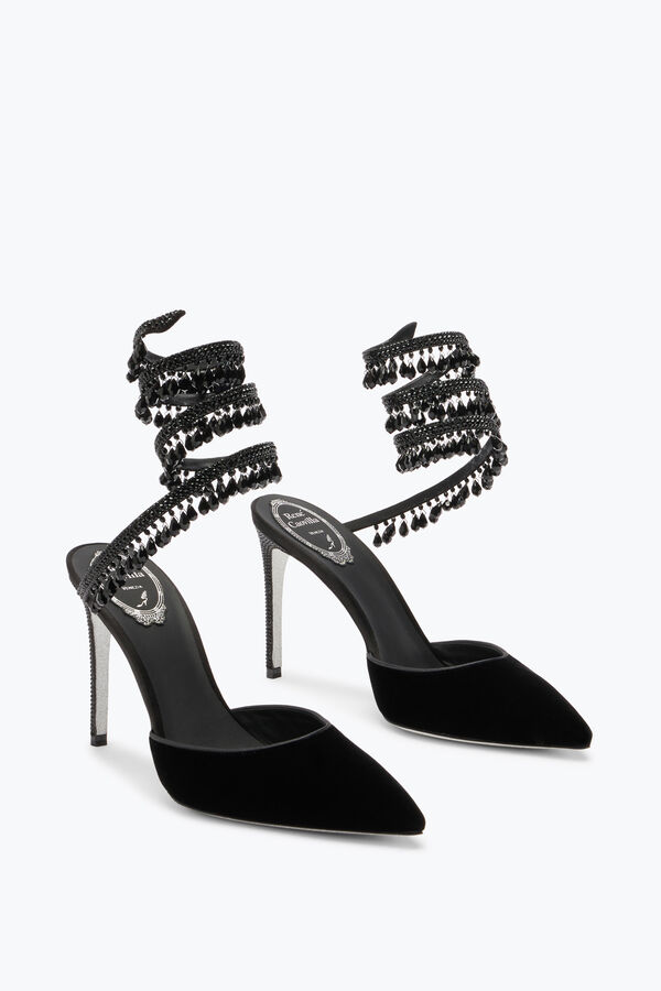 jeweled black pumps in velvet chandelier rene caovilla