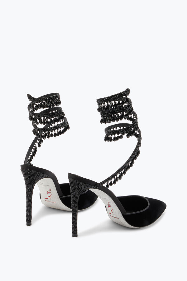 jeweled black pumps in velvet chandelier rene caovilla