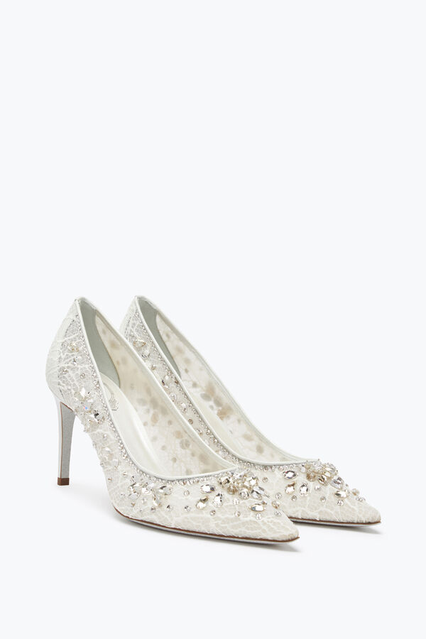 jeweled cinderella crystal white pump 80 rene caovilla