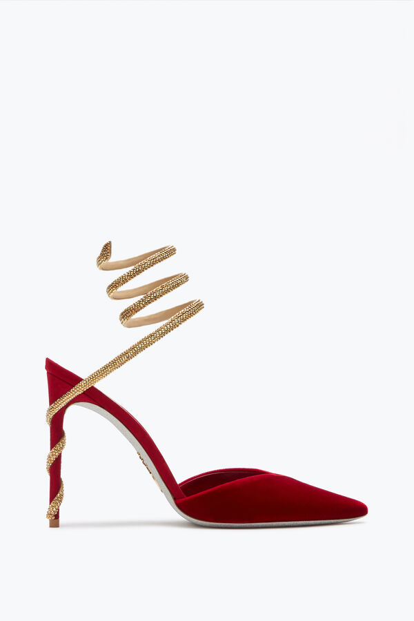jeweled margot red and gold pump 105 rene caovilla