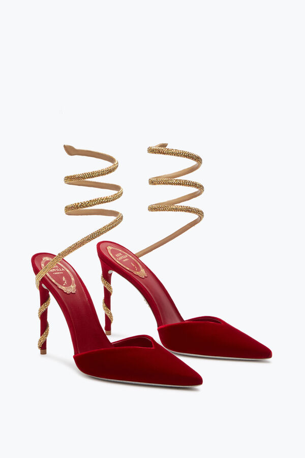 jeweled margot red and gold pump 105 rene caovilla