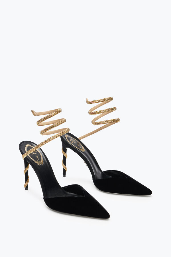 jeweled margot black and gold pump 105 rene caovilla