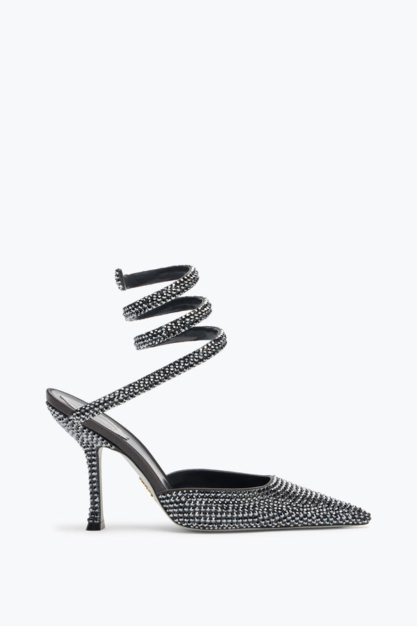 jeweled cleo anthracite pump with crystals 105 rene caovilla