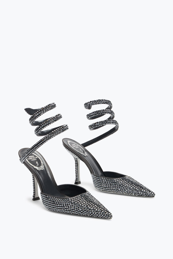 jeweled cleo anthracite pump with crystals 105 rene caovilla