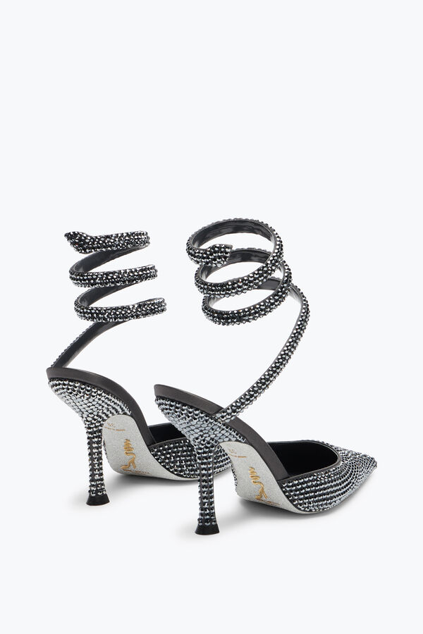 jeweled cleo anthracite pump with crystals 105 rene caovilla