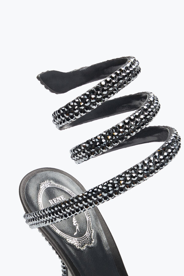 jeweled cleo anthracite pump with crystals 105 rene caovilla