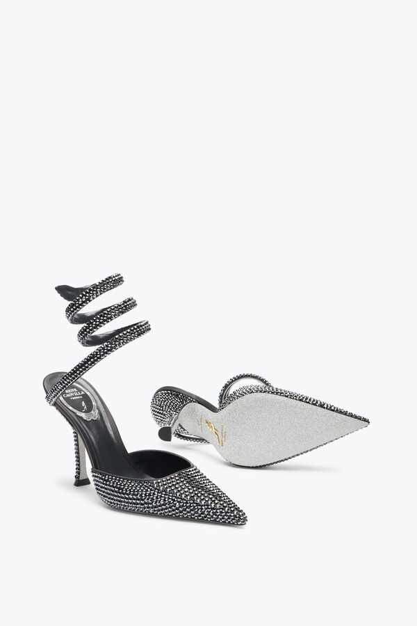 jeweled cleo anthracite pump with crystals 105 rene caovilla