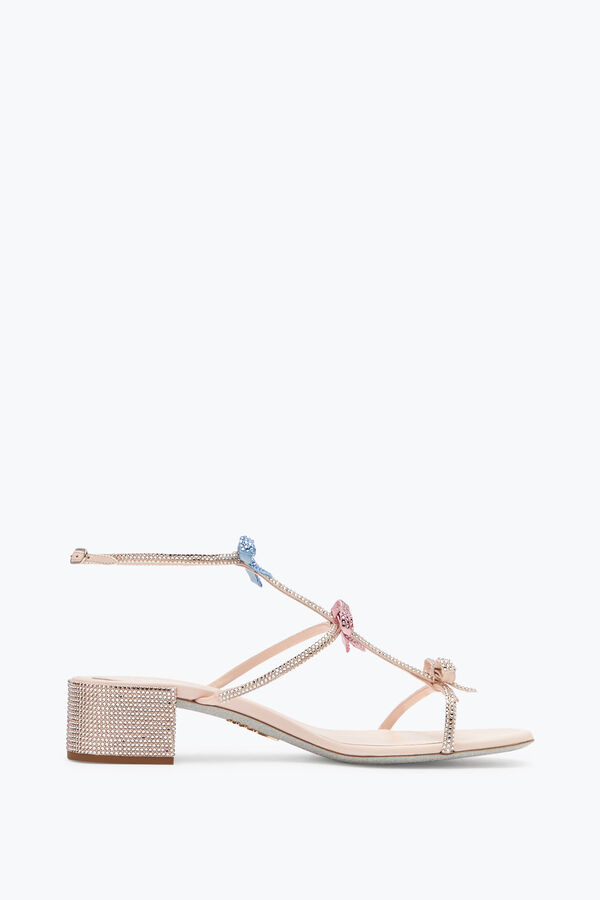jeweled caterina peach sandal with multicolor crystals 40 rene caovilla