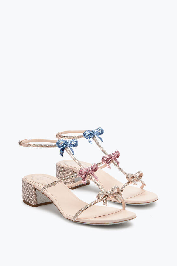 jeweled caterina peach sandal with multicolor crystals 40 rene caovilla