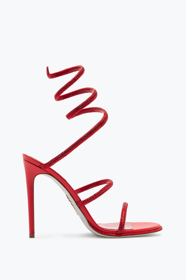 jeweled cleo red sandal with crystal 105 rene caovilla