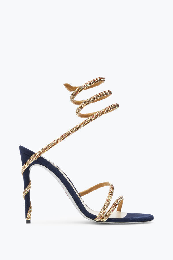 jeweled margot crystal blue-gold sandal 105 rene caovilla