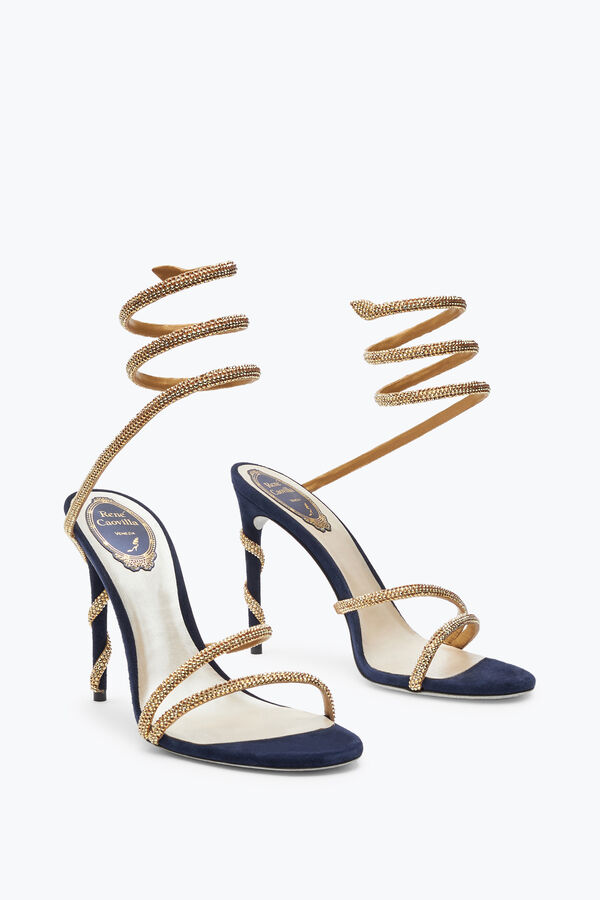 jeweled margot crystal blue-gold sandal 105 rene caovilla