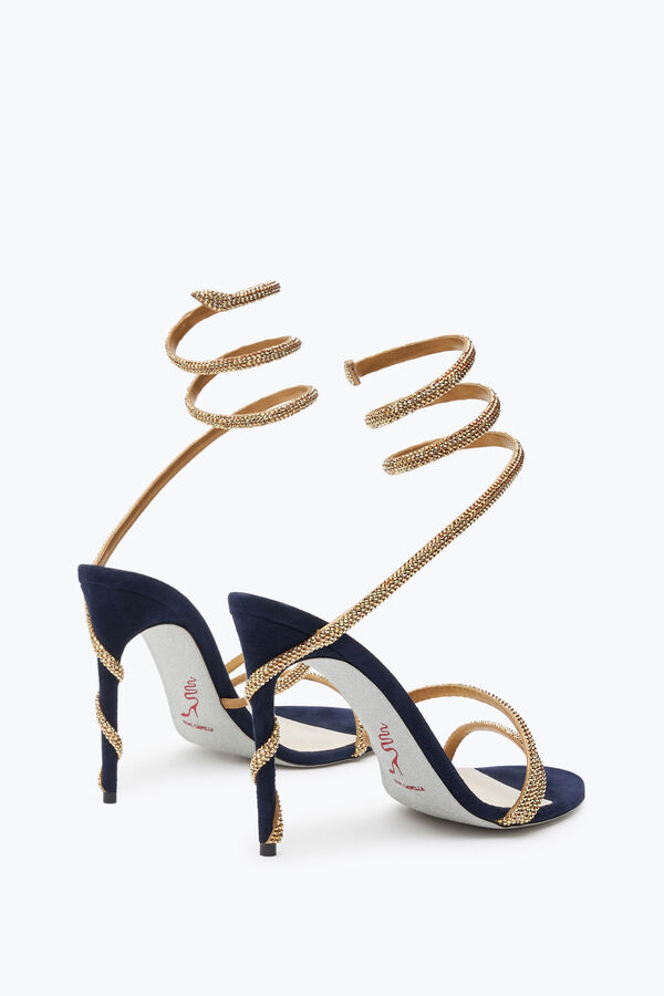 jeweled margot crystal blue-gold sandal 105 rene caovilla