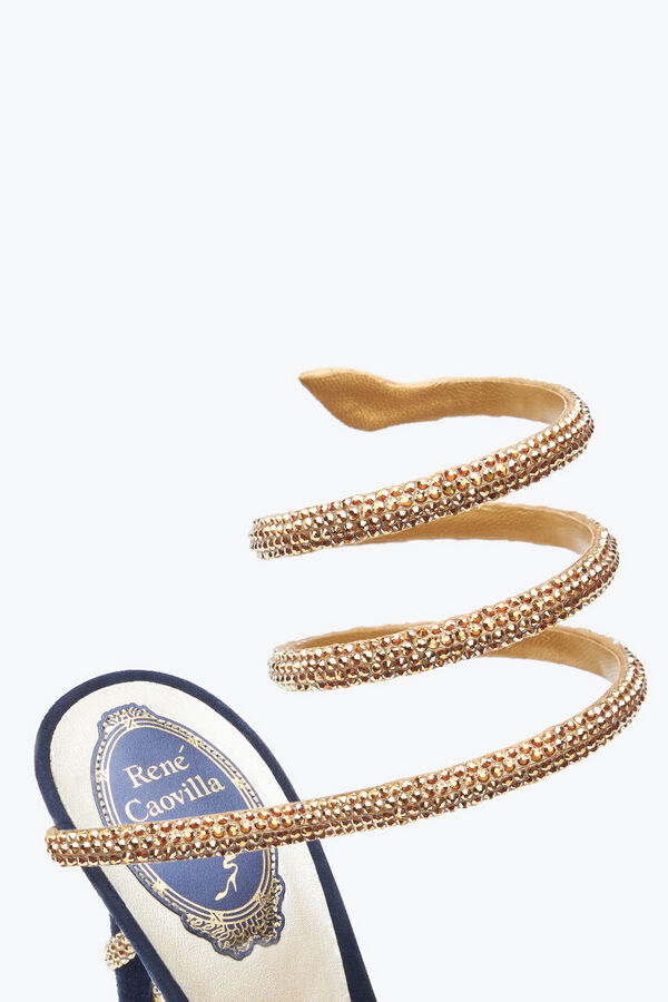 jeweled margot crystal blue-gold sandal 105 rene caovilla