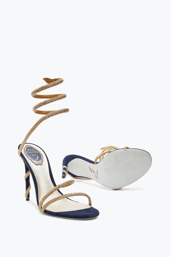 jeweled margot crystal blue-gold sandal 105 rene caovilla