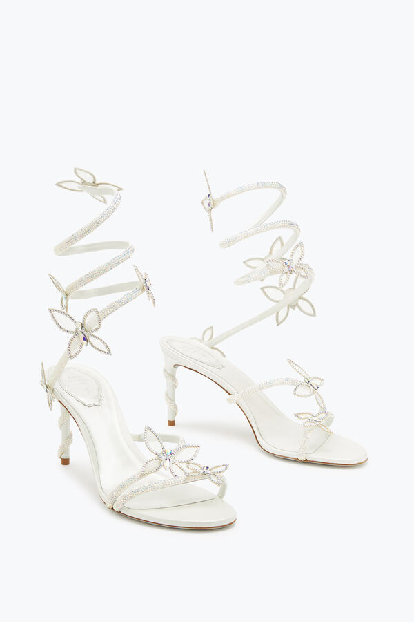 jeweled margot white sandal with butterflies 80 rene caovilla