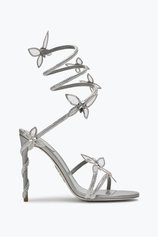 jeweled margot silver sandal with butterflies and crystals 105 rene caovilla