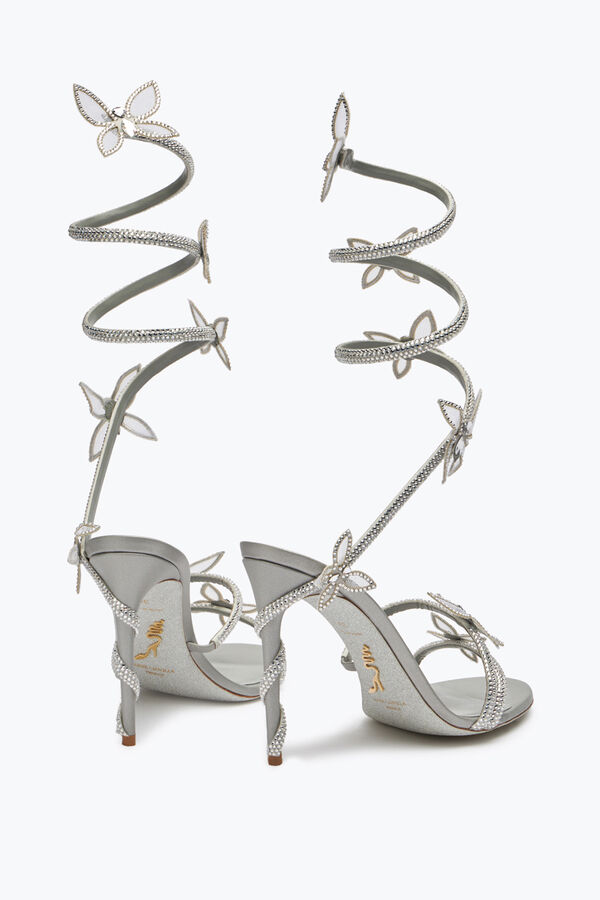 jeweled margot silver sandal with butterflies and crystals 105 rene caovilla