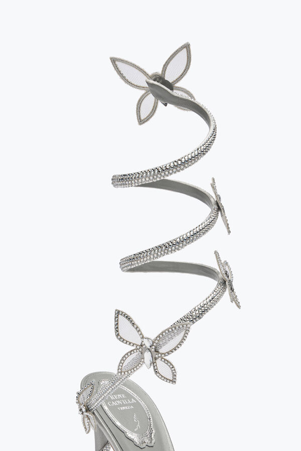 jeweled margot silver sandal with butterflies and crystals 105 rene caovilla