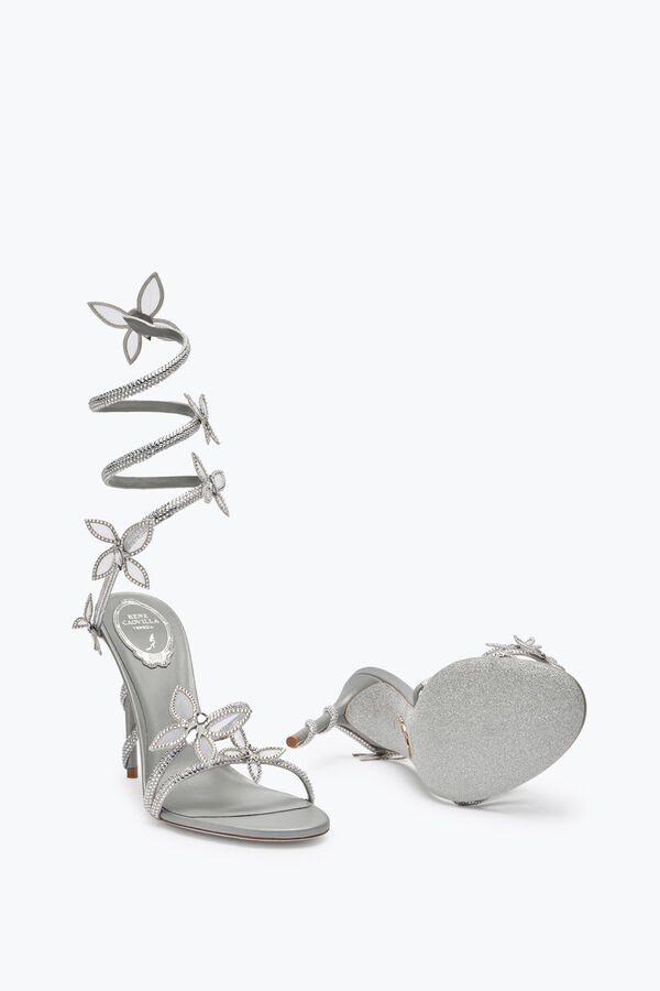 jeweled margot silver sandal with butterflies and crystals 105 rene caovilla