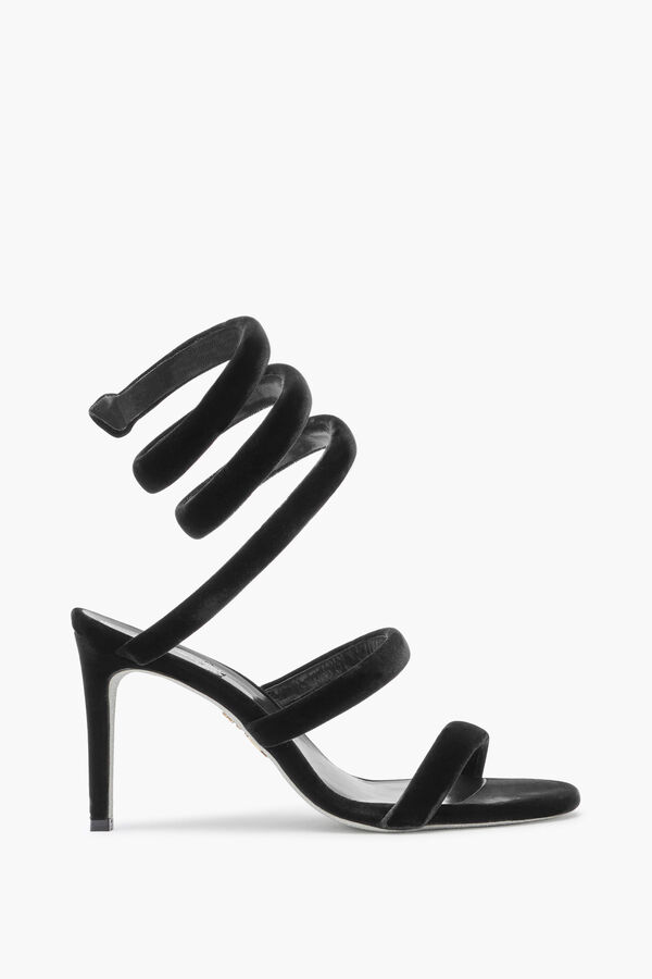 jeweled cleo black velvet sandal 80 rene caovilla