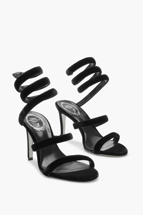 jeweled cleo black velvet sandal 80 rene caovilla