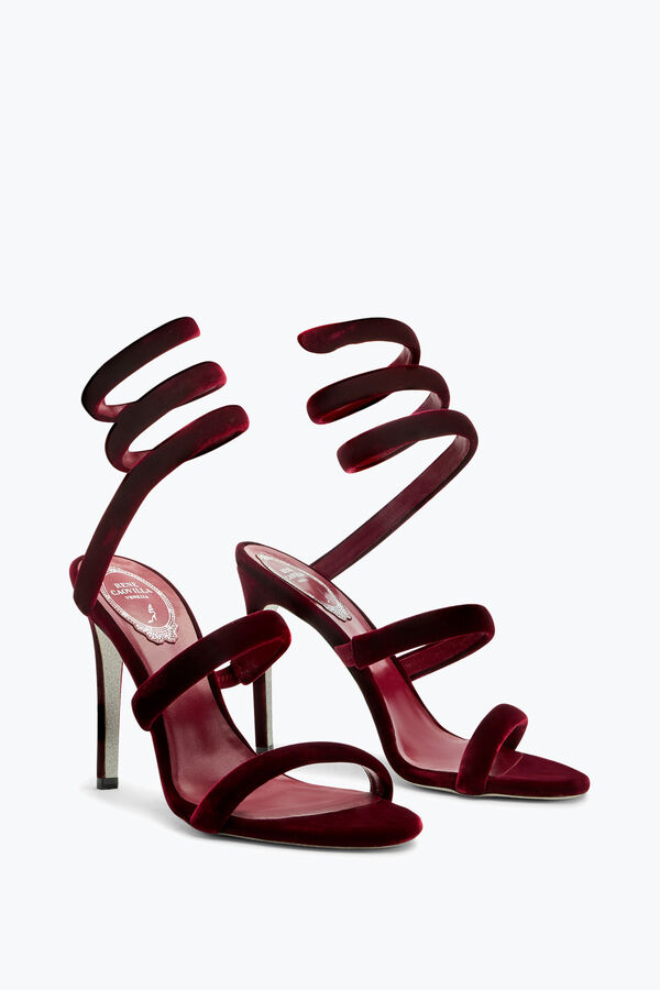 jeweled cleo velvet ruby red sandal 105 rene caovilla