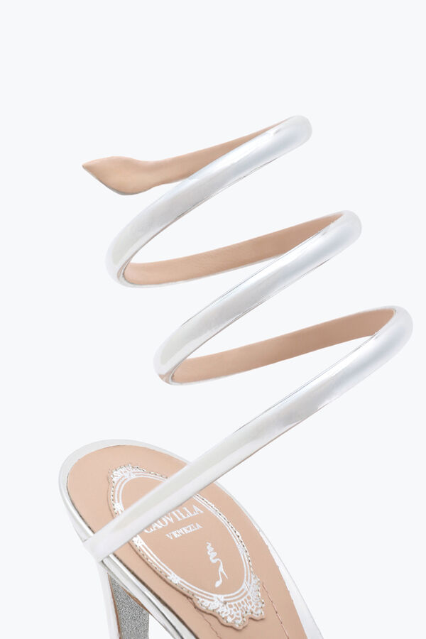 jeweled cleo metallic silver sandal 105 rene caovilla